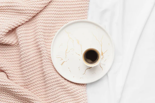 Tray Cup Coffee Bed — Stock Photo, Image