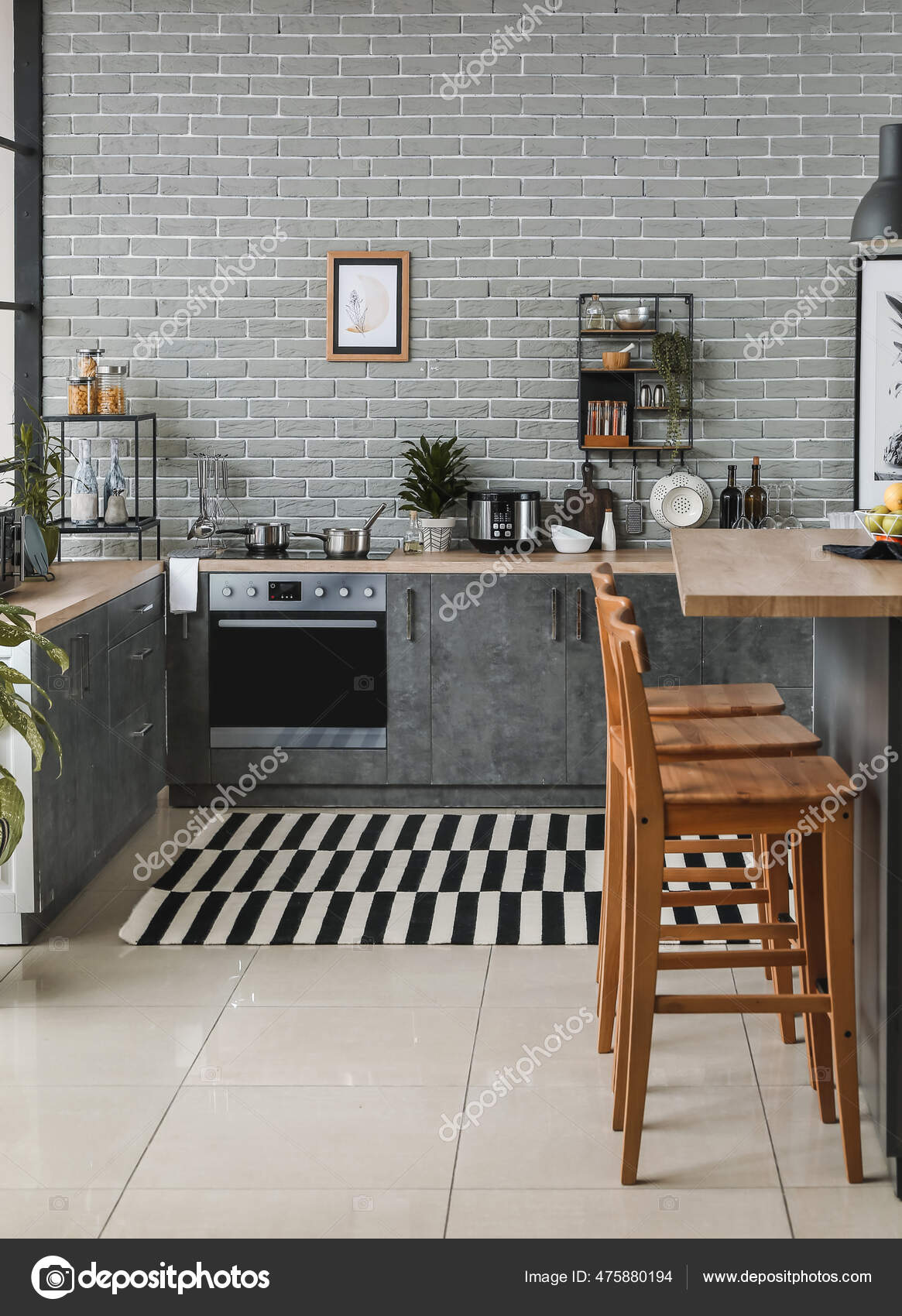 Stylish Interior Modern Kitchen Stock Photo by ©serezniy 475880194