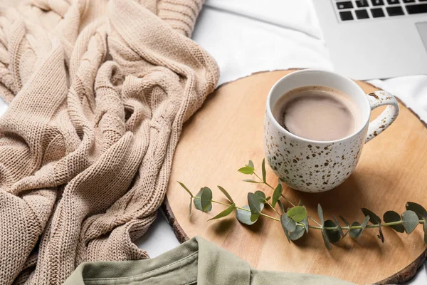 Composition Cup Coffee Bed — Stock Photo, Image