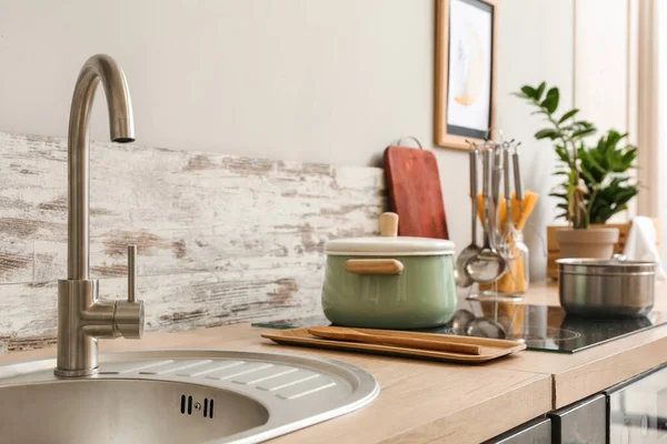 Sink Interior Modern Kitchen — Stock Photo, Image