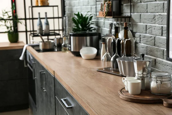 Coffee Maker Cups Table Kitchen — Stock Photo, Image