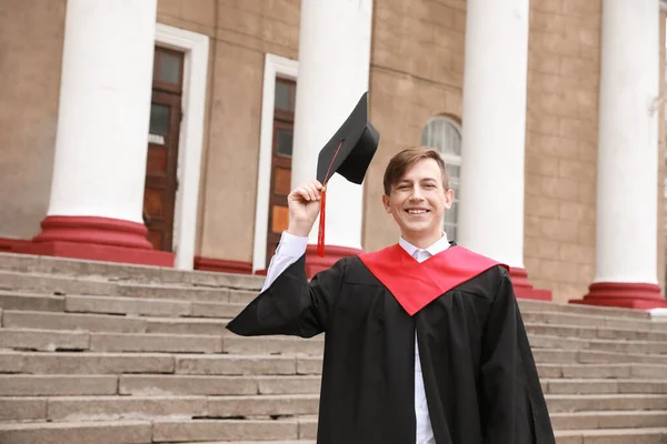 Portrait Male Graduating Student Outdoors — Stock Photo, Image