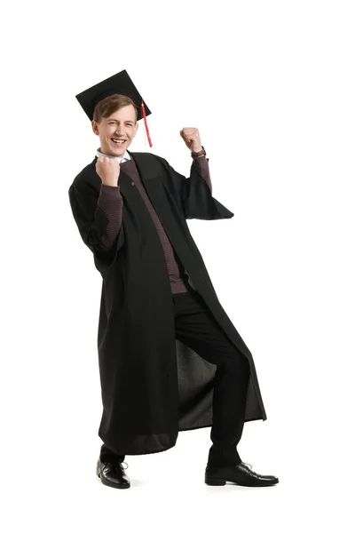 Happy Graduating Student White Background — Stock Photo, Image