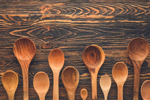 Clean Spoons Wooden Background — Stock Photo, Image