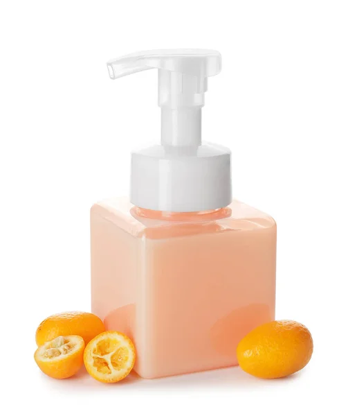 Bottle Natural Cosmetics Citrus Fruit White Background — Stock Photo, Image