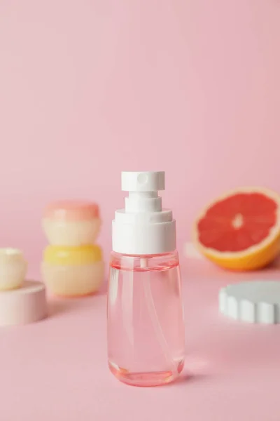 Bottle Natural Cosmetics Color Background — Stock Photo, Image