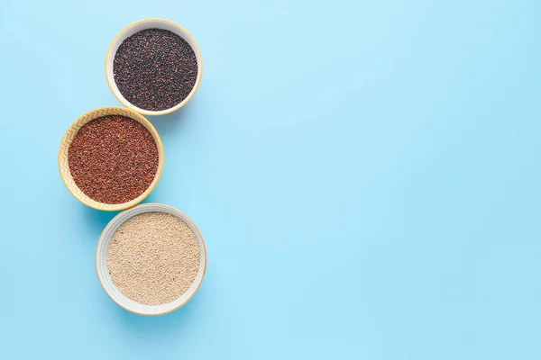 Bowls Healthy Quinoa Color Background — Stock Photo, Image