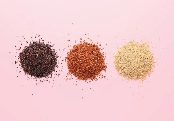 Diversi Quinoa Sano Sfondo Colore — Foto Stock
