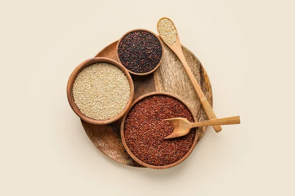 Different Healthy Quinoa Light Background — Stock Photo, Image