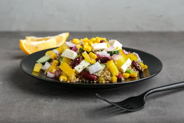 Plate Healthy Quinoa Salad Grunge Background — Stock Photo, Image