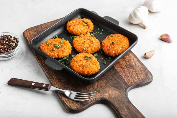 Frying Pan Tasty Lentil Cutlets Table — Stock Photo, Image