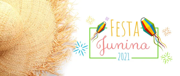 Όμορφη Ευχετήρια Κάρτα Για Festa Junina Φεστιβάλ Ιουνίου — Φωτογραφία Αρχείου