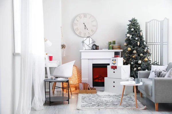 Muñeco Nieve Divertido Sala Estar Decorado Para Navidad — Foto de Stock