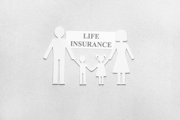 Family Figures Text Life Insurance Light Background — Stock Photo, Image