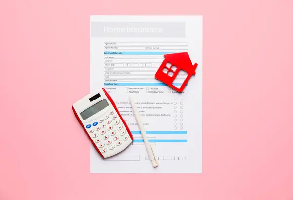 Composition Home Insurance Form Color Background — Stock Photo, Image