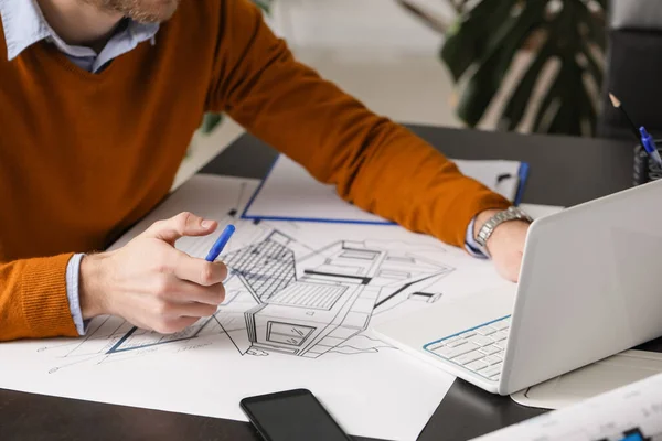 Young Man Working Office Closeup — Stock Photo, Image