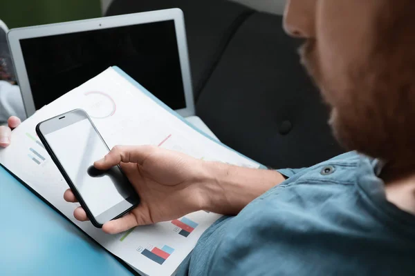 Young Man Working Home Closeup — Stock Photo, Image