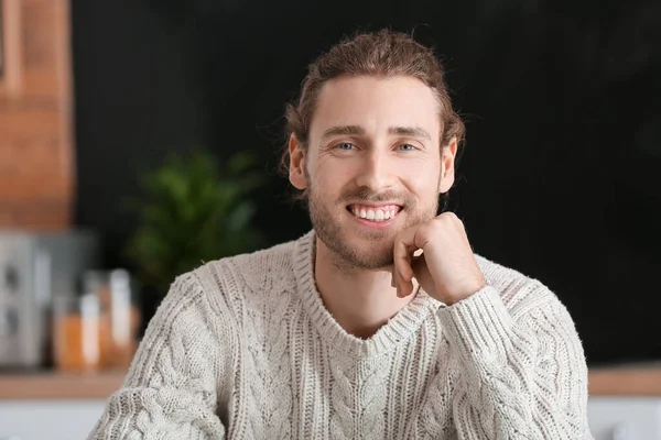 Smiling Young Man Home — Stock Photo, Image