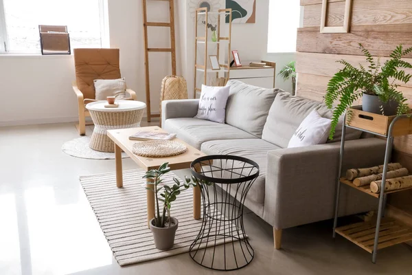 Stylish Interior Living Room Comfortable Sofa — Stock Photo, Image