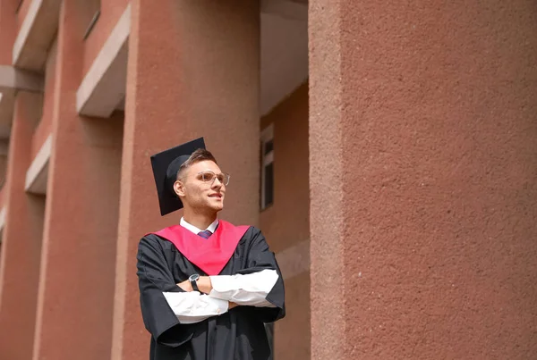 Portrait Male Graduating Student Outdoors — Stock Photo, Image