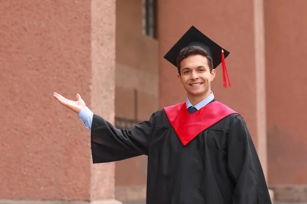 Portrait Male Graduating Student Outdoors — Stock Photo, Image