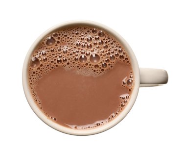 Beyaz arka planda bir fincan kakao.