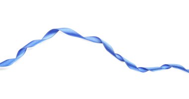 Beyaz arkaplanda güzel mavi kurdele