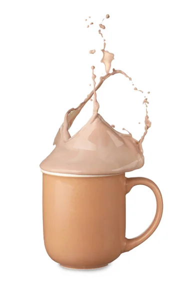 Cup Cocoa Drink Splash White Background — Stock Photo, Image