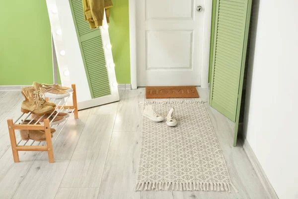 Stylish Rug Interior Modern Hallway — Stock Photo, Image