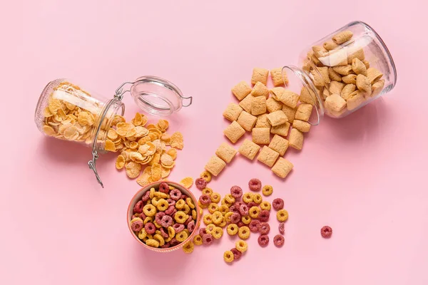 Diversi Cereali Sfondo Colore — Foto Stock