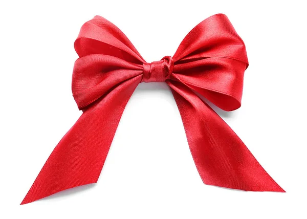 Bow Made Red Ribbon White Background — Stock Photo, Image