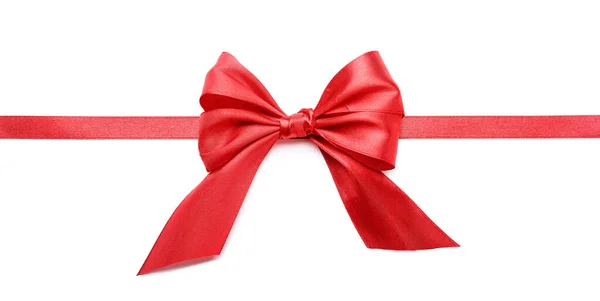 Bow Made Red Ribbon White Background — Stock Photo, Image