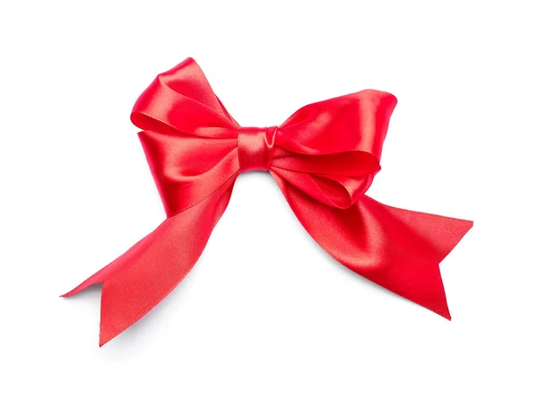 Bow Made Red Ribbon White Background — Stock Photo, Image