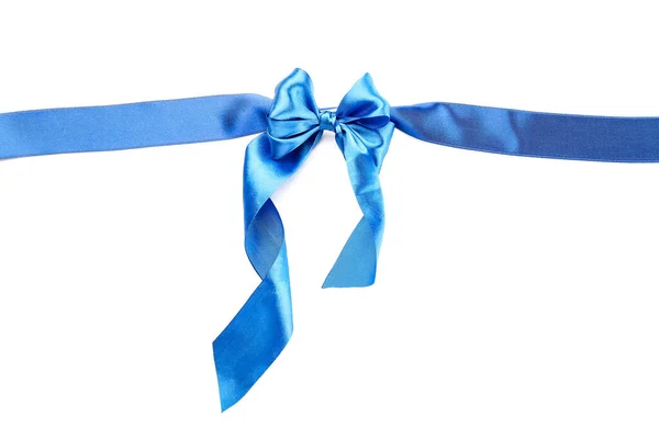 Beautiful Blue Ribbon Bow White Background — Stock Photo, Image