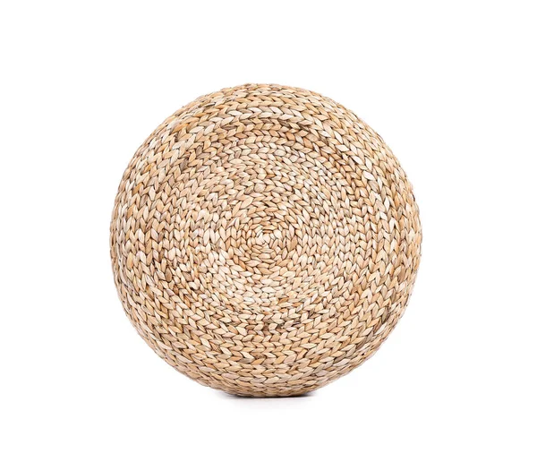 Rattan Pouf Fehér Háttér — Stock Fotó