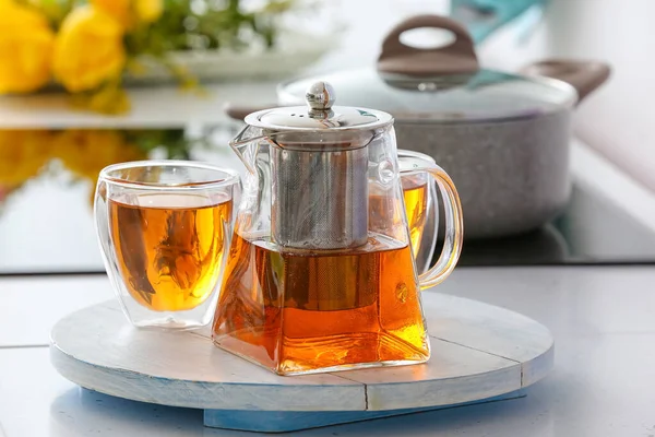 Teapot Cup Hot Beverage Table Room — Stock Photo, Image