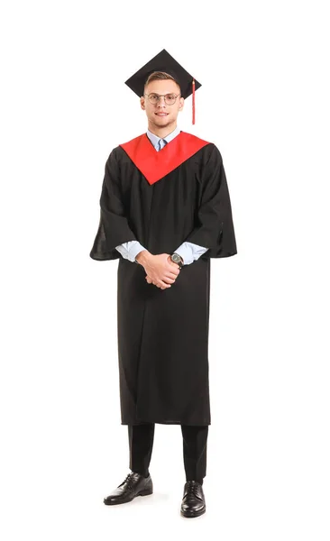 Male Graduating Student White Background — Stock Photo, Image