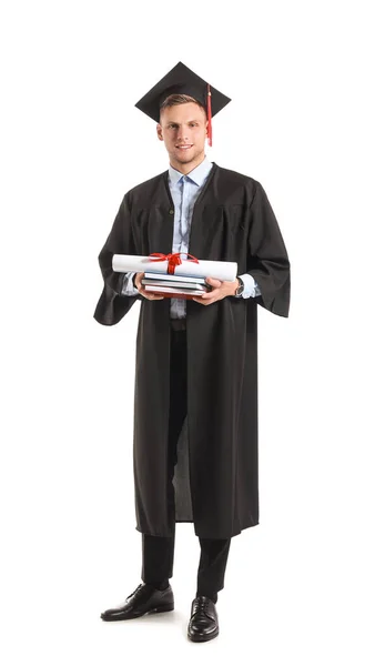 Male Graduating Student White Background — Stock Photo, Image