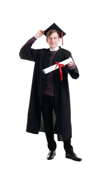 Male Graduating Student White Background — Stock Photo, Image