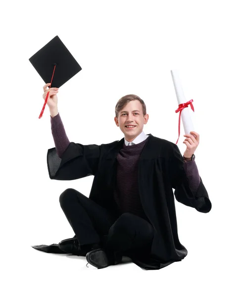 Male Graduating Student White Background — Stock Photo, Image