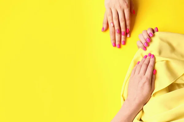 Women Beautiful Manicure Color Background — Stock Photo, Image
