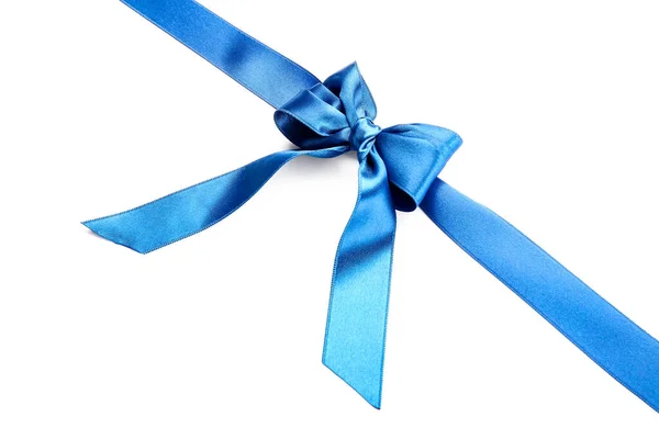 Beautiful Blue Ribbon Bow White Background — Stock Photo, Image