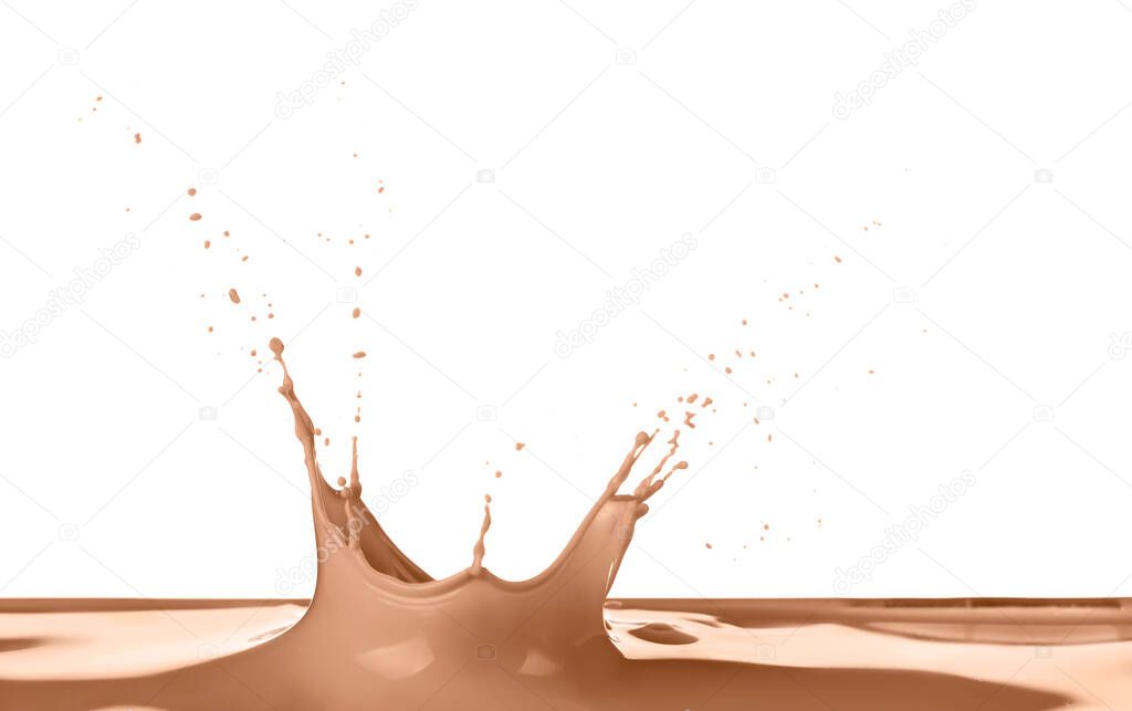 Splash of cocoa drink on white background