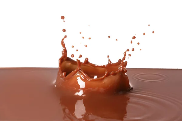 Splash Hot Chocolate White Background — Stock Photo, Image