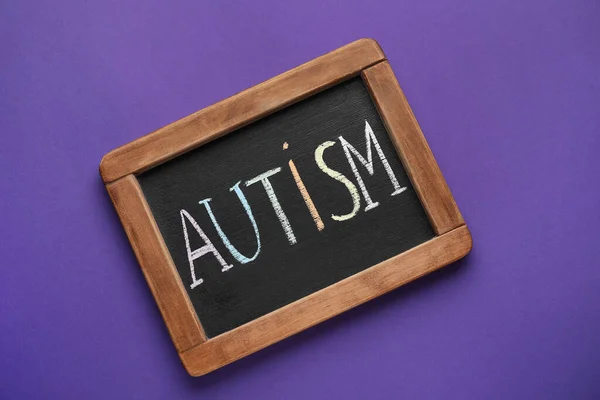 Chalk Board Word Autism Color Background — Stock Photo, Image