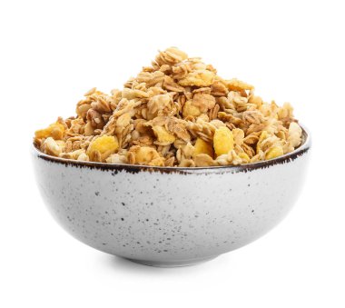 Beyaz arka planda lezzetli tahıllı kase