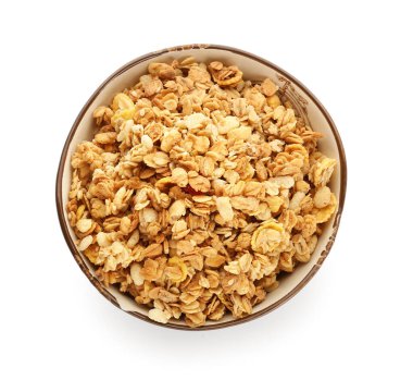 Beyaz arka planda lezzetli tahıllı kase