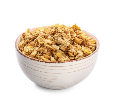 Beyaz arka planda lezzetli tahıllı kase