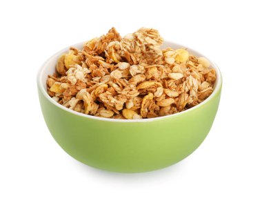 Beyaz arka planda lezzetli tahıllı kase