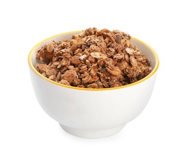 Beyaz arka planda lezzetli tahıllı kase